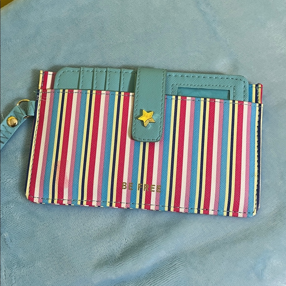 BE FREE Striped Wristlet Wallet – Multicolor with Blue Attached Card Holder - Picture 2 of 14